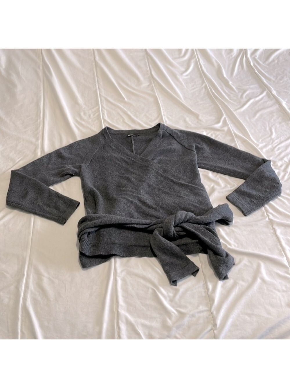 Kate Spade Saturday Gray Cotton and Wool Ballerina Wrap Sweater Size XS
